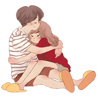 🤗 pasangan, peluk, cinta, romantis, kartun, persahabatan telegram sticker
