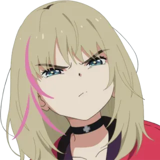 😠 anime, girl, blond hair, pink streak, cartoon telegram sticker