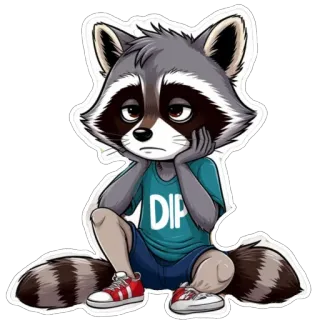 🫥 DIP Waschbär, Tier, Cartoon, Sticker, Sitzend, Süß telegram sticker