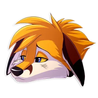 😞 renard, anthro, furry, animal, dessin animé, autocollant telegram sticker
