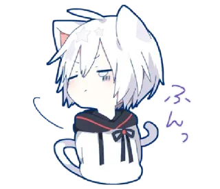 😒 ふんっ anime, cat, cute, kawaii, chibi whatsapp sticker