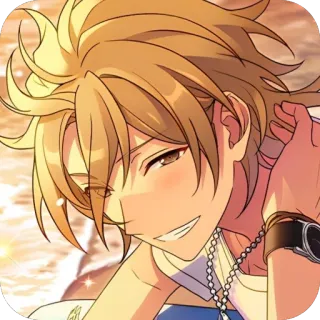 😁 Anime, Personagem de anime, Cabelo loiro, Sorrindo, Masculino, Retrato whatsapp sticker