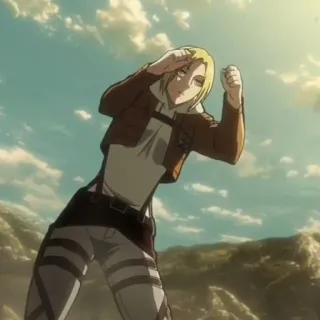 🌟 Annie Leonhart Attack on Titan アニメ, 格闘, 金髪, アニメーション, 進撃の巨人 telegram sticker