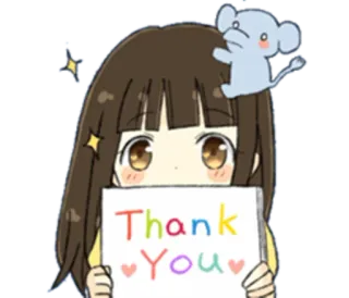 🙍 Thank You dziękuję, wdzięczność, słodkie, anime, kreskówka telegram sticker