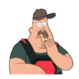 🍕 cartoon, man, eating, pizza, food, hat telegram sticker