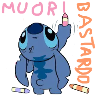 🐨 Stitch MUORI ! BASTARDO! stitch, cartoon, offensive, bastardo, muori telegram sticker