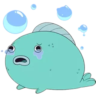 😞 peixe, chorando, triste, azul, desenho animado whatsapp sticker