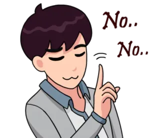 ❌ No... cartone animato, indicare, no, illustrazione whatsapp sticker
