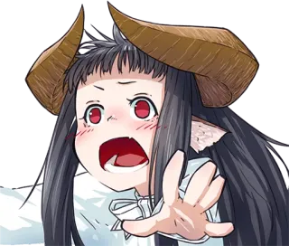 😧 anime, demon, girl, horns, scared, surprised telegram sticker