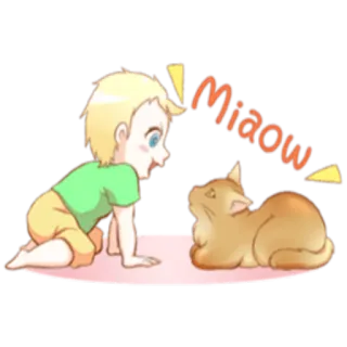 🐈 Miaow baby, katze, tier, kind, süß, aufkleber whatsapp sticker