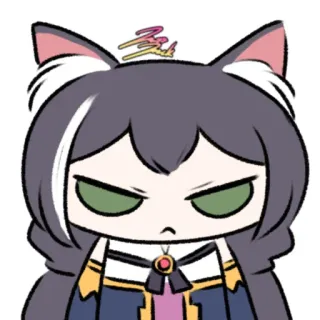 😠 Аниме, Кот, Девушка, Наклейка, Мультфильм, Милый whatsapp sticker