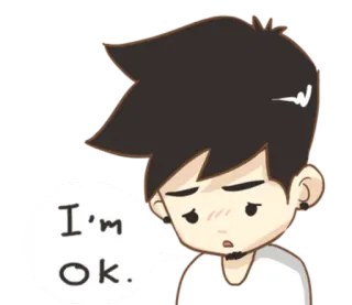 😔 I'm Ok. Kartun, Anime, Karakter, Oke, Sedih, Emosional, Pria telegram sticker