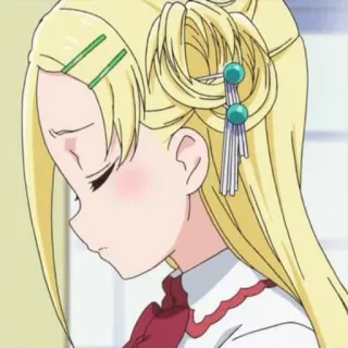 😔 anime, blonde, girl, sad, pout, cartoon telegram sticker