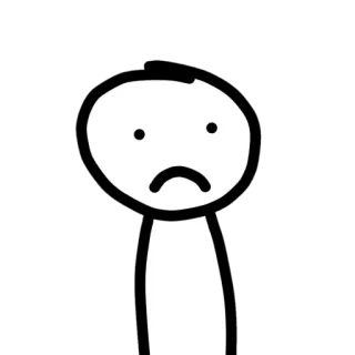 ☹ triste, monigote, dibujo animado, simple, blanco y negro, deprimido telegram sticker