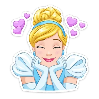 😍 Cinderella Cenicienta, princesa, corazones, dibujos animados, Disney whatsapp sticker