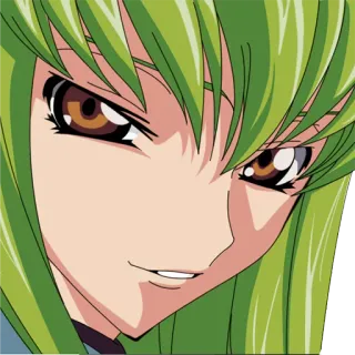 😏 C.C. Code Geass Anime, Personnage, Cheveux Verts, Sourire telegram sticker