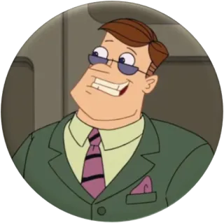 😁 Heinz Doofenshmirtz Phineas and Ferb cartone animato, cattivo, malvagio, scienziato whatsapp sticker