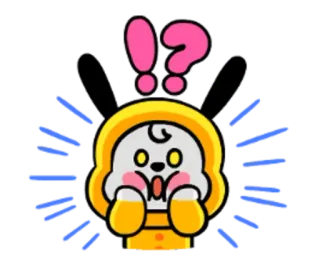 😱 Desenho animado, Surpresa, Ponto de exclamação, Ponto de interrogação, Fofo, Chocado telegram sticker