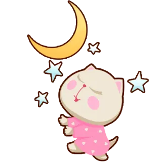 😴 cat, sleeping, moon, stars, cute, cartoon telegram sticker