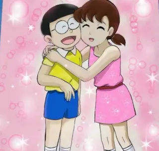 🤗 Nobita Nobi Doraemon Anime, Freundschaft, Cartoon, Umarmung, Süß, Shizuka Minamoto whatsapp sticker