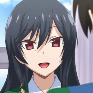 📗 anime meisje, glimlachend, zwart haar, rode ogen telegram sticker