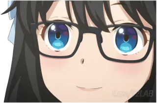 🤓 Anime, Garota, Óculos, Desenho animado, Sorrindo, Kawaii whatsapp sticker