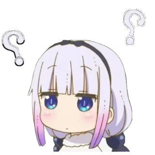 ❔ Kanna Kamui Miss Kobayashi's Dragon Maid anime, kanna kamui, dragon maid, question mark, confused, cute, chibi telegram sticker