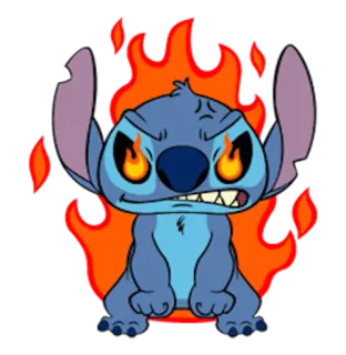 😡 Stitch Lilo & Stitch Стич, Лило и Стич, злой, огонь, мультфильм whatsapp sticker
