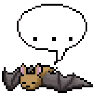 😑 bat, animal, pixel art, speech bubble, cute, mammal, cartoon, sleeping whatsapp sticker