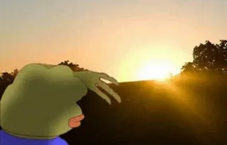 ☀ Pepe the Frog pepe, mème, grenouille, internet, coucher de soleil, offensant telegram sticker