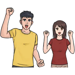 😀 축하, 환호, 행복, 성공, 사람들 telegram sticker