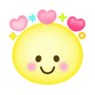 🤗 cute, smiley face, kawaii, heart, cartoon, yellow, happy whatsapp sticker