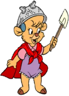 👼 Gummy Bear Cartoon, Bär, Schaufel, Helm, Umhang, Gummibärchen telegram sticker