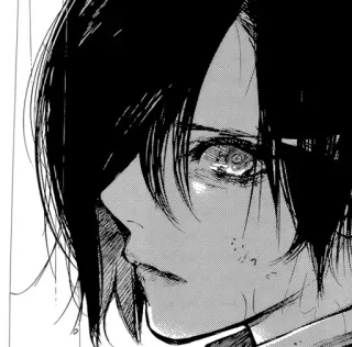 😳 anime, manga, character, black and white, sad, face telegram sticker