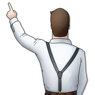 😎 Stinkefinger, beleidigende Geste, Beleidigung, Cartoon, Rückansicht, Hosenträger telegram sticker