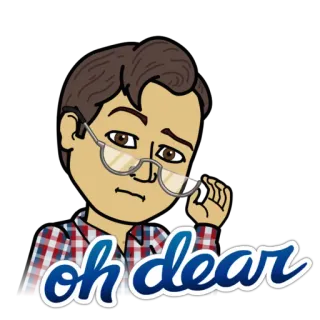 😐 oh dear bitmoji, oh não, desenho animado, expressão, óculos, preocupação telegram sticker