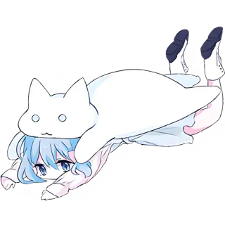 😔 Anime Mädchen, Katze, niedlich, Chibi, kawaii telegram sticker