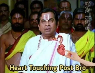 😂 Brahmanandam Dookudu Heart Touching Post Bro brahmanandam, heart touching, meme, reaction, funny, telugu, appreciation telegram sticker