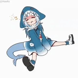 😴 Gawr Gura Anime, Hai, Niedlich, Kawaii, Verschlafen, VTuber, Hololive, Fanart whatsapp sticker