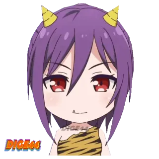 😈 动漫, 恶魔, 角, 紫发, 可爱, Q版 whatsapp sticker