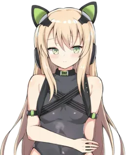 😍 TMP anime, anime girl, ear, blond hair, headphones whatsapp sticker