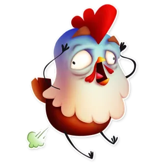 😱 pollo, cartone animato, divertente, animale, peto, emoji, adesivo telegram sticker