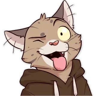 😜 chat, animal, dessin animé, mignon, autocollant, drôle telegram sticker