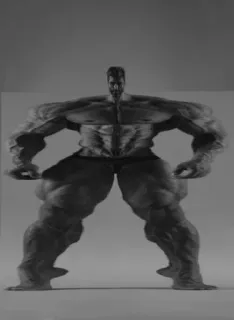 💪 Bodybuilder, muskulös, stark, Mann, Fitness, Graustufen, Posing whatsapp sticker