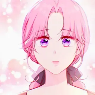 🎟 anime, dziewczyna, różowe włosy, fioletowe oczy, manga, kreskówka telegram sticker