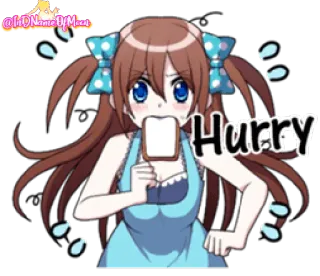 🏃‍♀ Hurry Аниме, Мультфильм, Спешка, Девушка, Еда, Милый whatsapp sticker