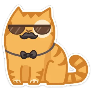 😎 chat, lunettes de soleil, moustache, nœud papillon, mignon, animal telegram sticker