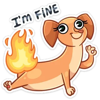 🔥 I'm FINE anjing, api, meme, kartun, humor, hewan, peliharaan telegram sticker