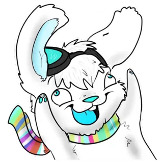 😆 rabbit, cartoon, scarf, silly, animated, bunny telegram sticker