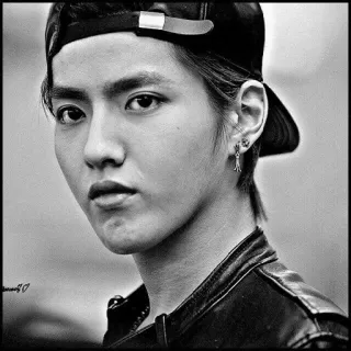 ♠️ persona, ritratto, bianco e nero, uomo, kris wu telegram sticker